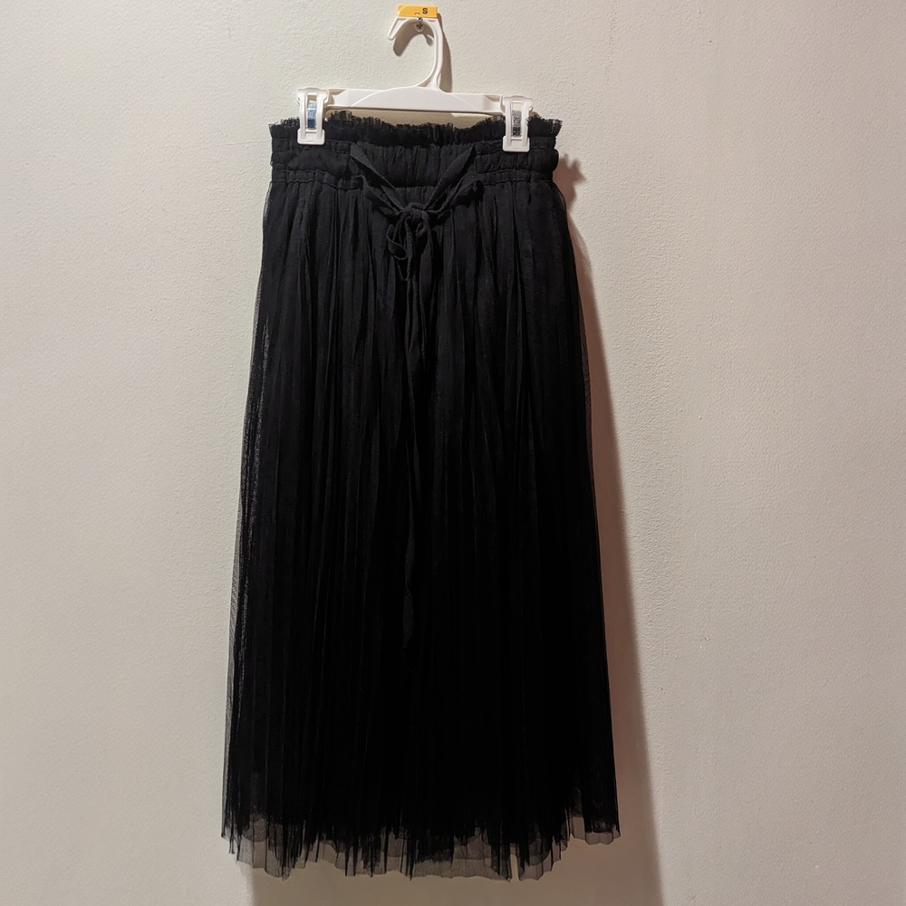 Elegant Black Pleated Tulle Skirt